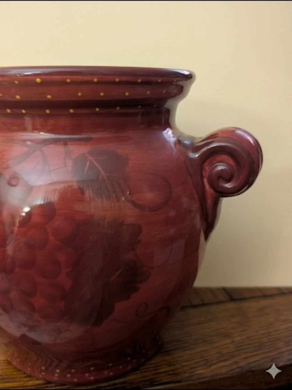 Pier 1 Handpainted Earthenware Grape Canister Cookie Jar Burgundy Maroon